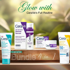 CeraVe 4-in-1 Skincare Kit – Cleanser, Moisturizer, Sunscreen & Exfoliator for All Skin Types.